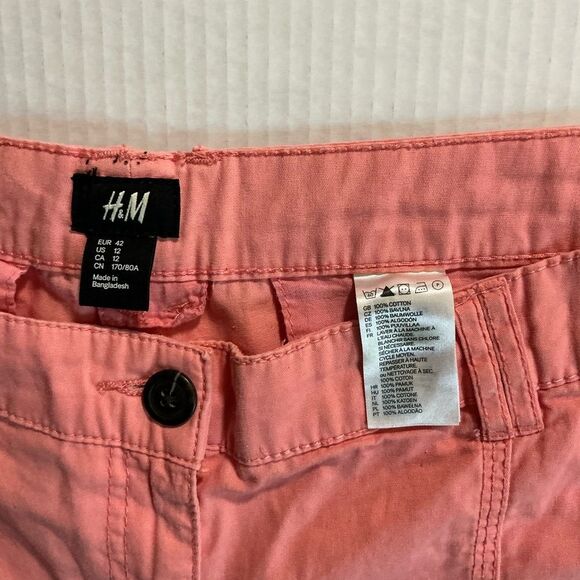 H&M Pink Cargo Shorts Lightweight Cotton Blend - Picture 2 of 6